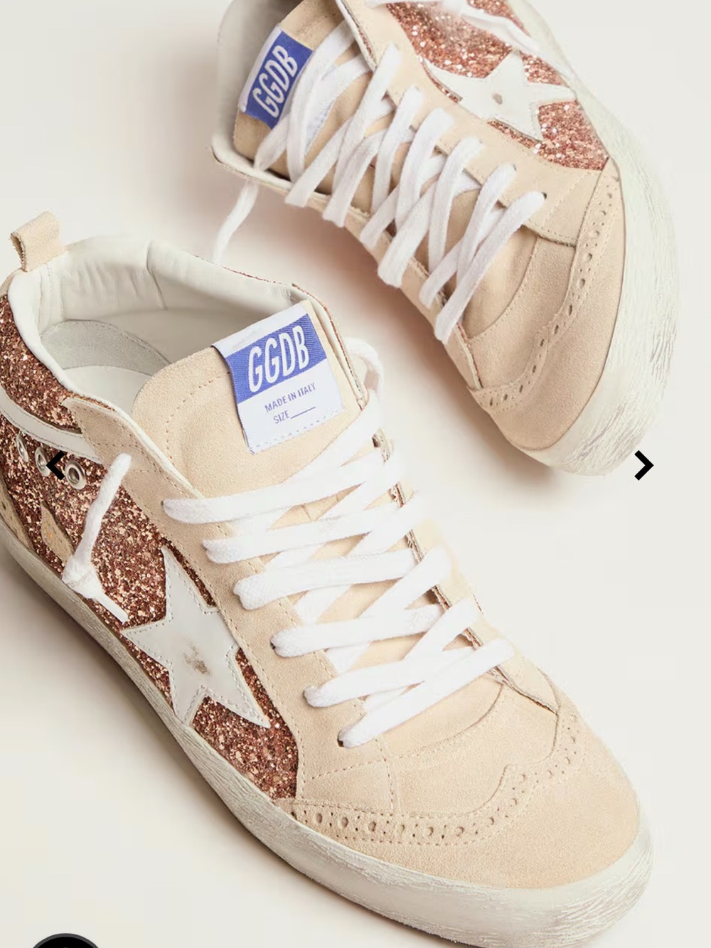 Golden Goose  High-Top Sneaker in Rose Gold Glitter with White Star